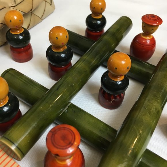 Bamboo “tic tac toe” by Kiva India VTG - Picture 3 of 10